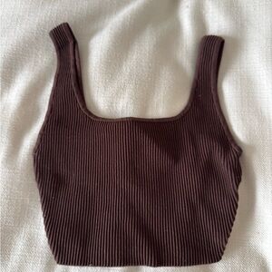 Babaton Chocolate Ribbed Tank Top